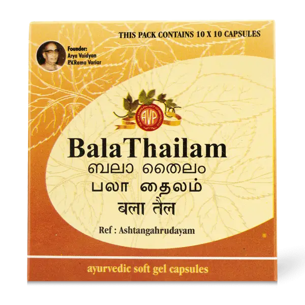 Bala Thailam Cap 10 Soft Gel Cap | Arya Vaidya Pharmacy - Ayurvedic Medicine