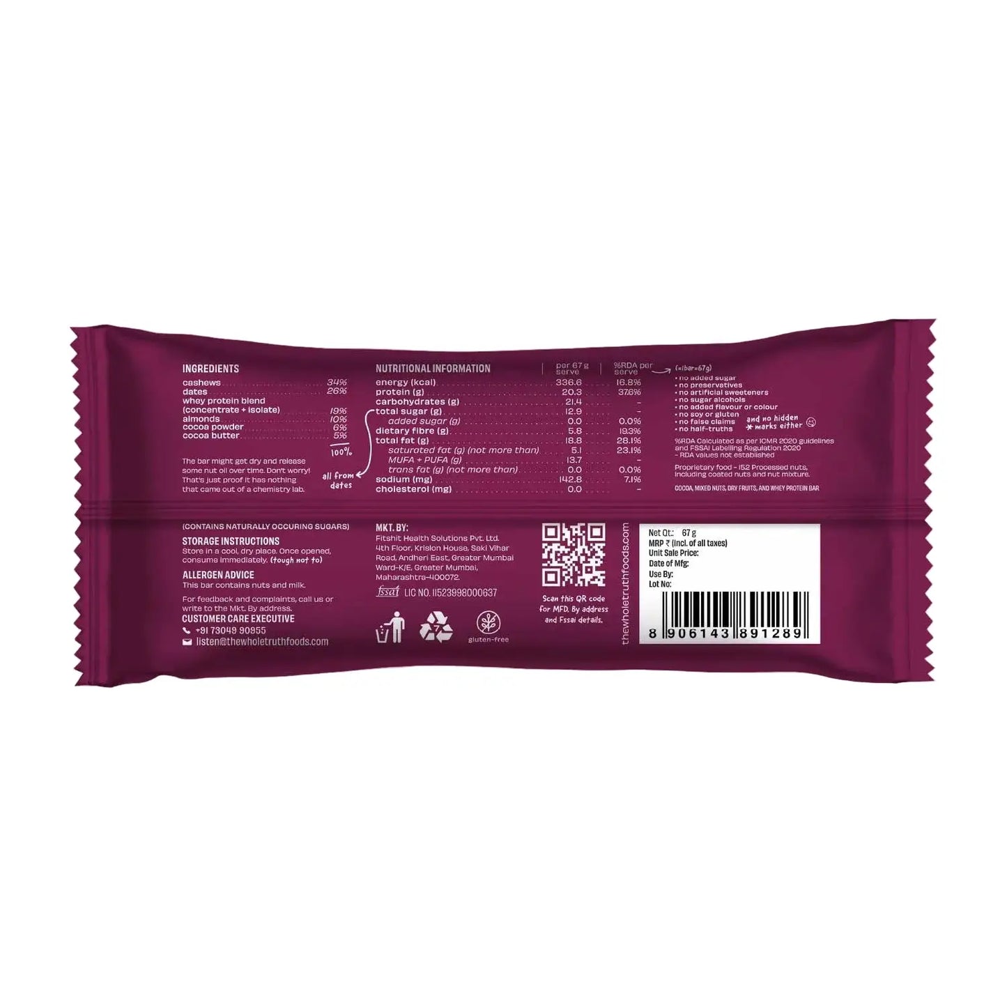 Double Cocoa Pro Bar | Pack of 1 | The Whole Truth