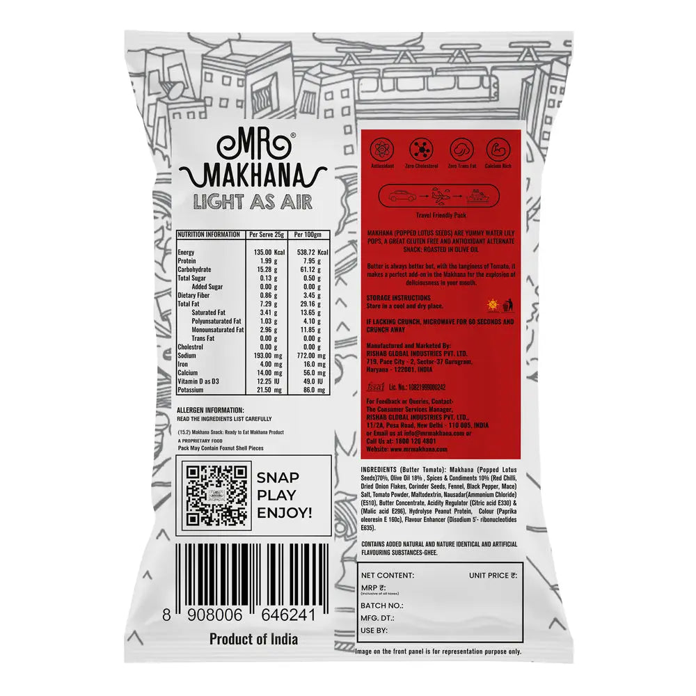 Makhana Butter Tomato 65g | Mr Makhana - snacks