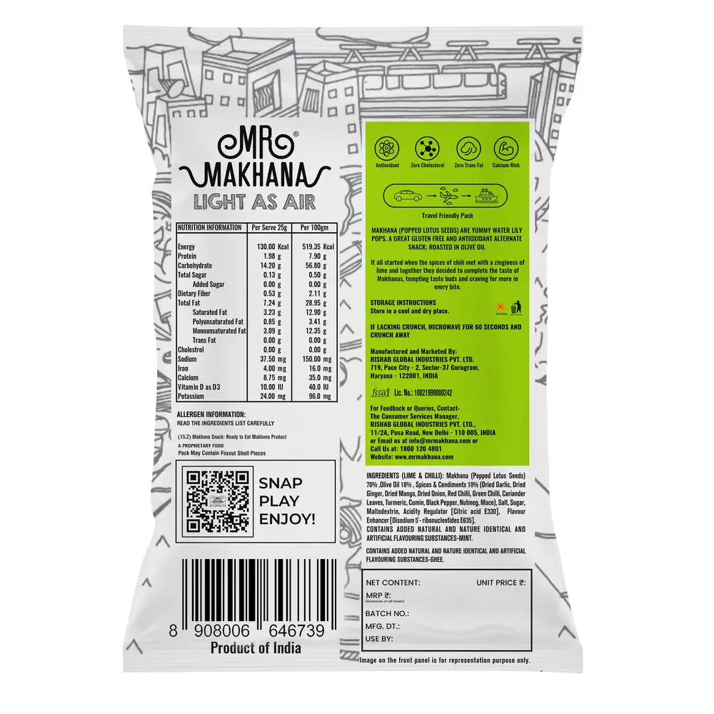 Makhana Lime & Chilli 65g | Mr Makhana - snacks