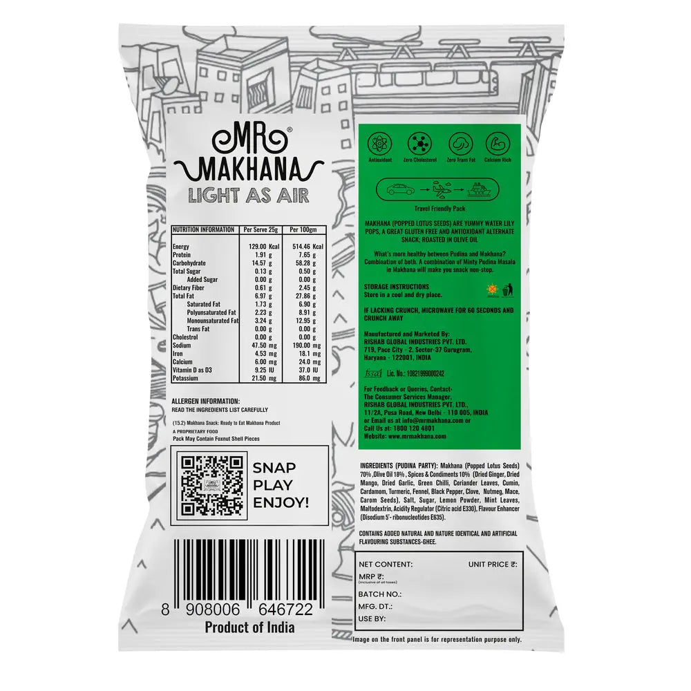 Makhana Pudina Party 65g | Mr Makhana - snacks