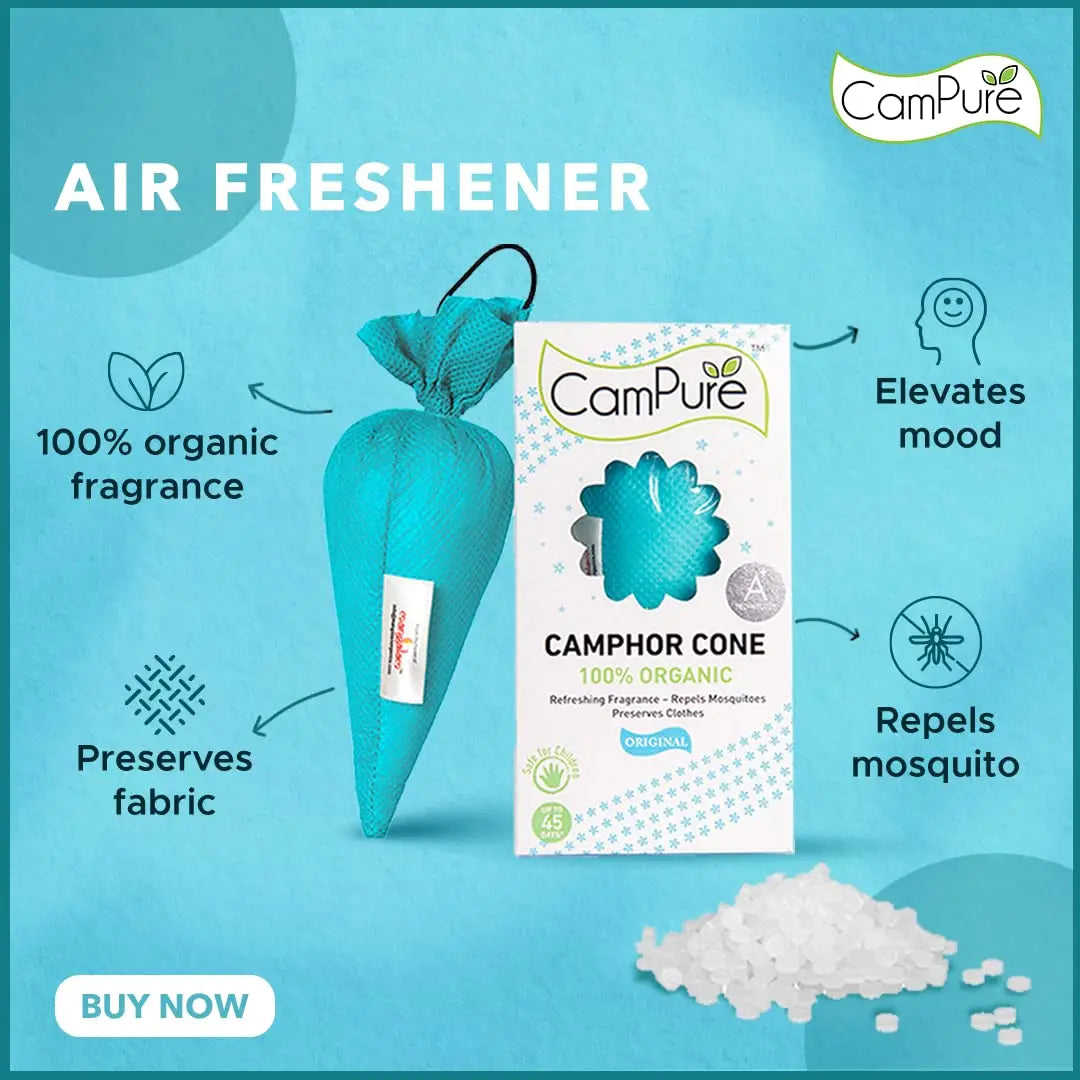 Mangalam CamPure Camphor Cone (Combo) Pack Of 5 - Room Car and Air Freshener & Mosquito Repellent - Home Care