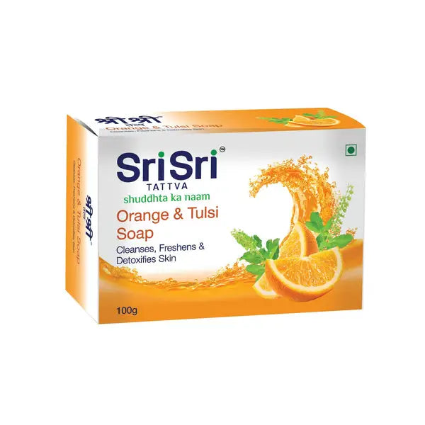 Orange & Tulasi Soap - Cleanses,Freshens & Detoxifies Body 100g | Sri Sri Tattva - Soap