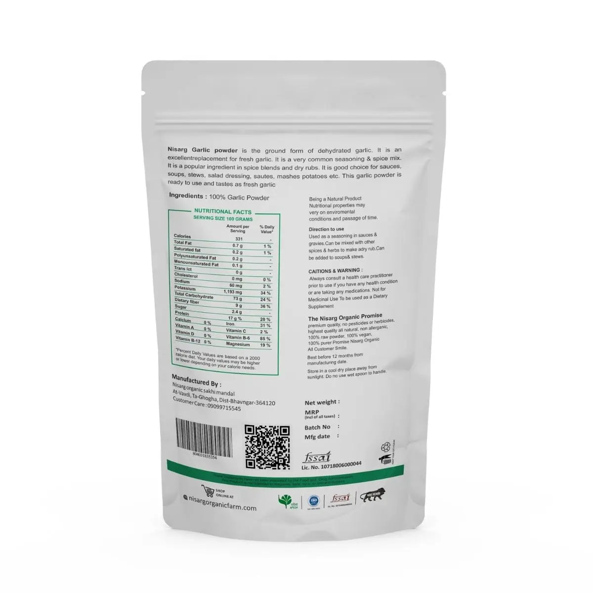 Organic Garlic Powder 100g | Nisarg Organic Farm