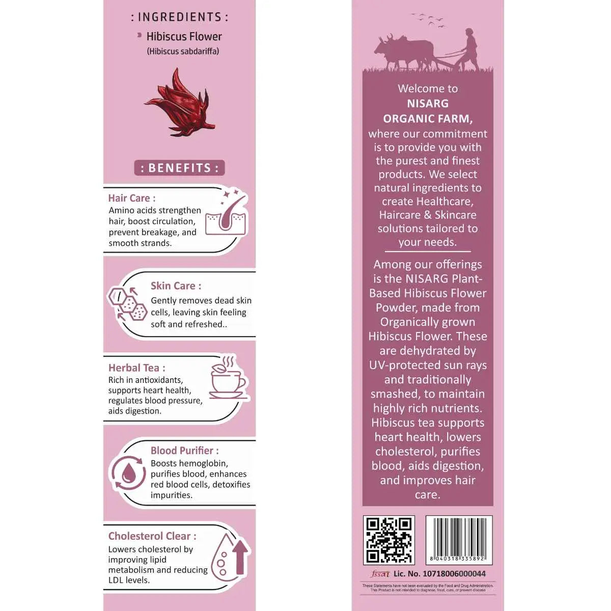 Organic Hibiscus Powder | Hibiscus Flower Powder 100g | Nisarg Organic Farm