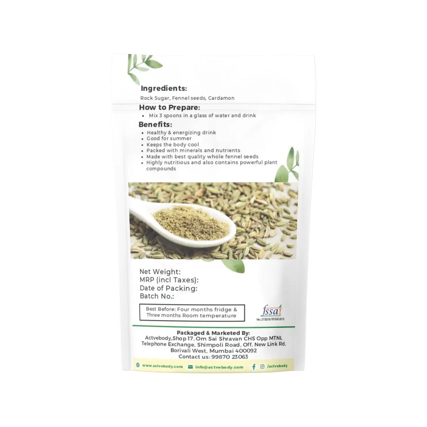 Variyali Powder (Fennel Powder) | Actvefresh 200g - Powder