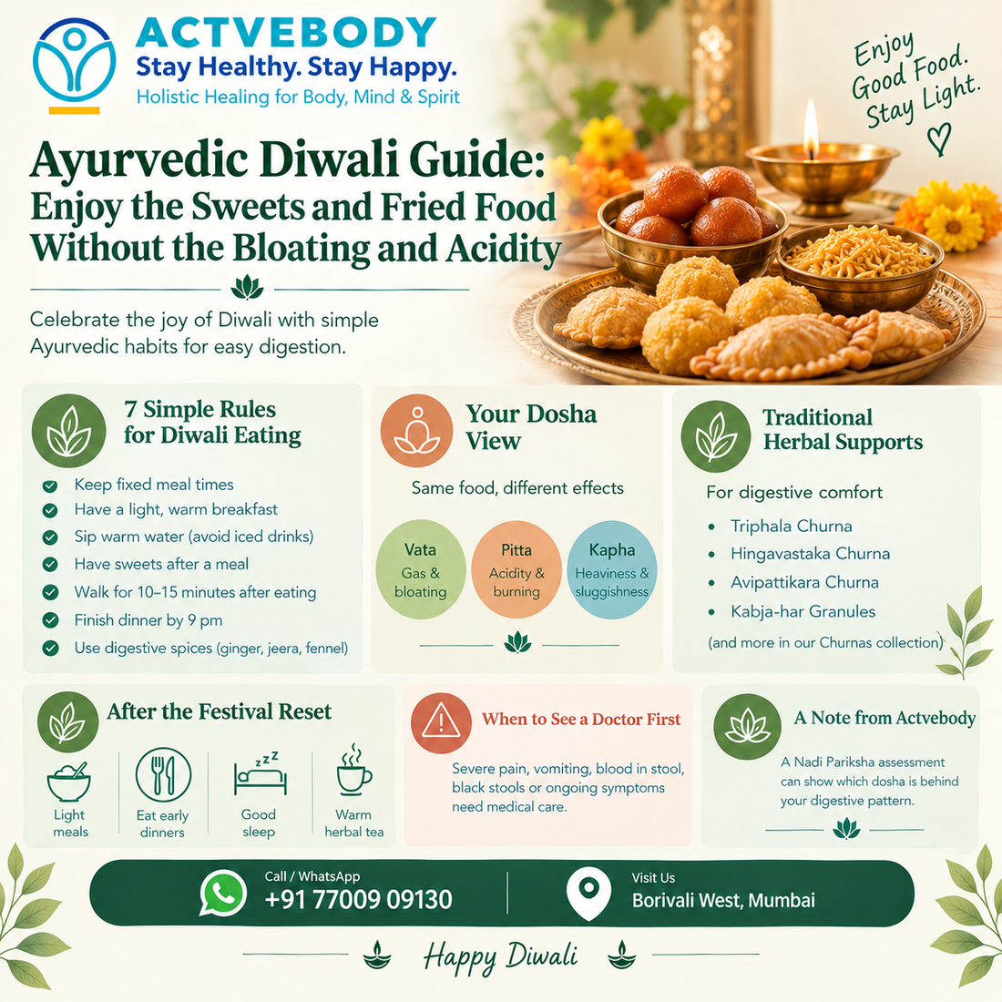 Ayurvedic Diwali Guide: Enjoy the Sweets and Fried Food Without the Bloating and Acidity