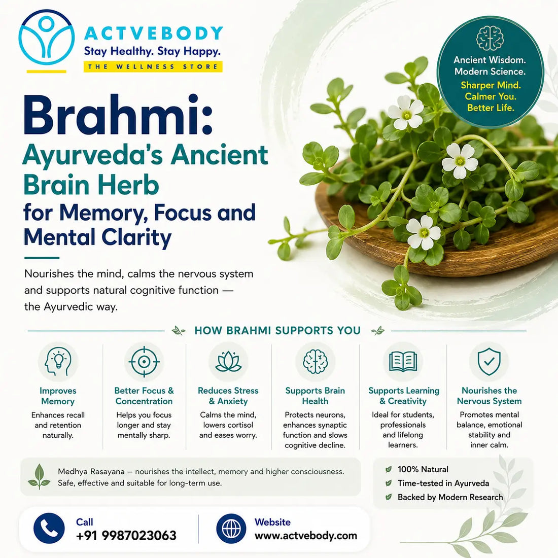 Brahmi: Ayurveda's Ancient Brain Herb for Memory, Focus and Mental Clarity