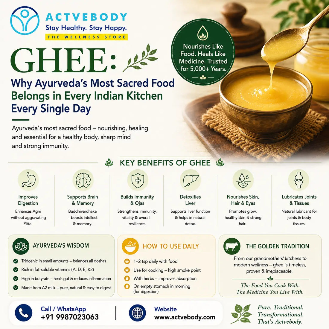 Ghee: Why Ayurveda's Most Sacred Food Belongs in Every Indian Kitchen Every Single Day