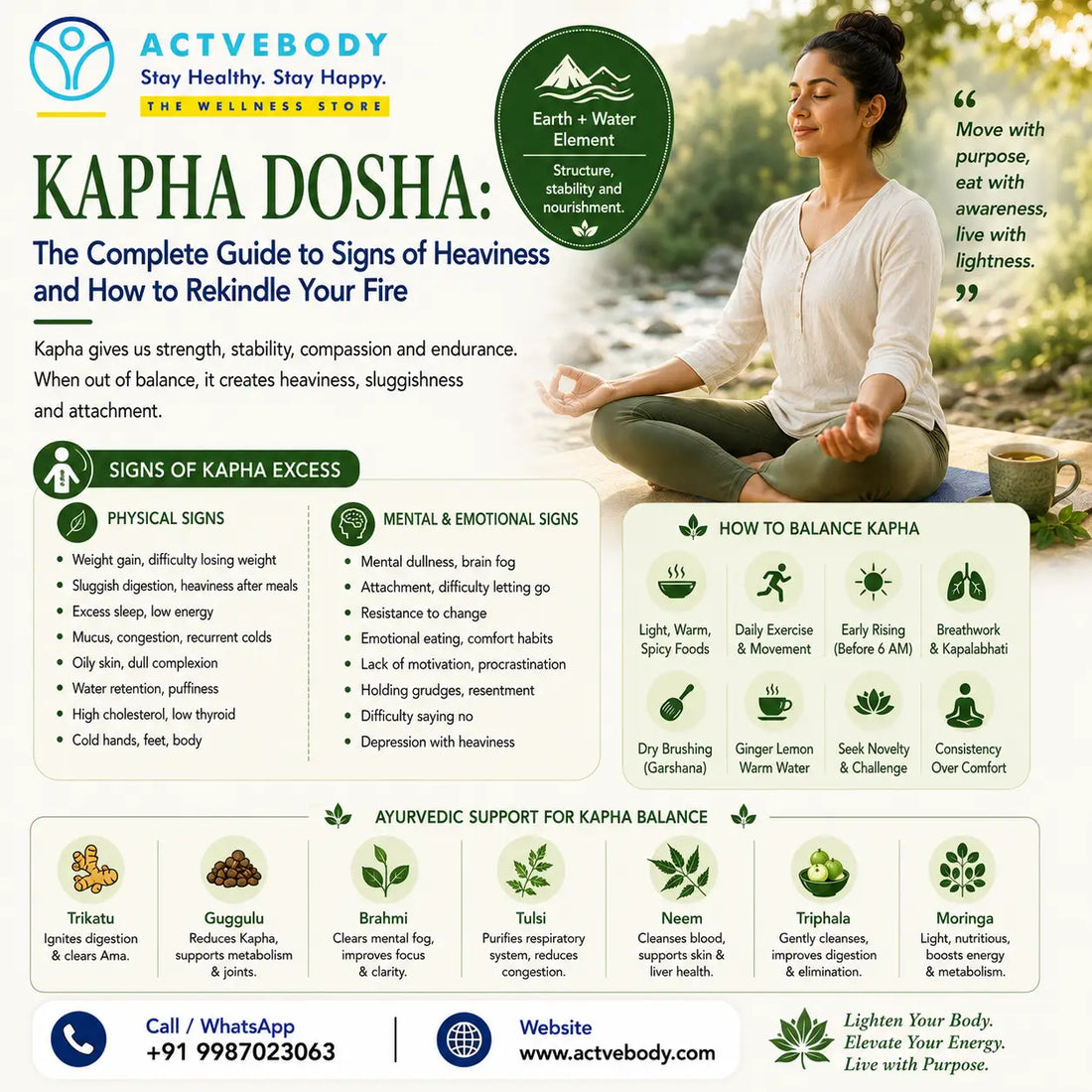 Kapha Dosha: The Complete Guide to Signs of Heaviness and How to Rekindle Your Fire