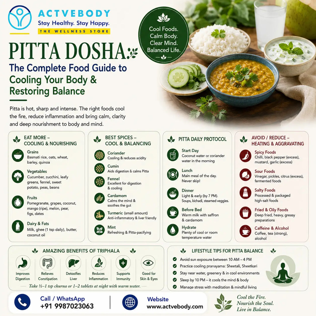 Pitta Dosha: The Complete Food Guide to Cooling Your Body and Restoring Balance