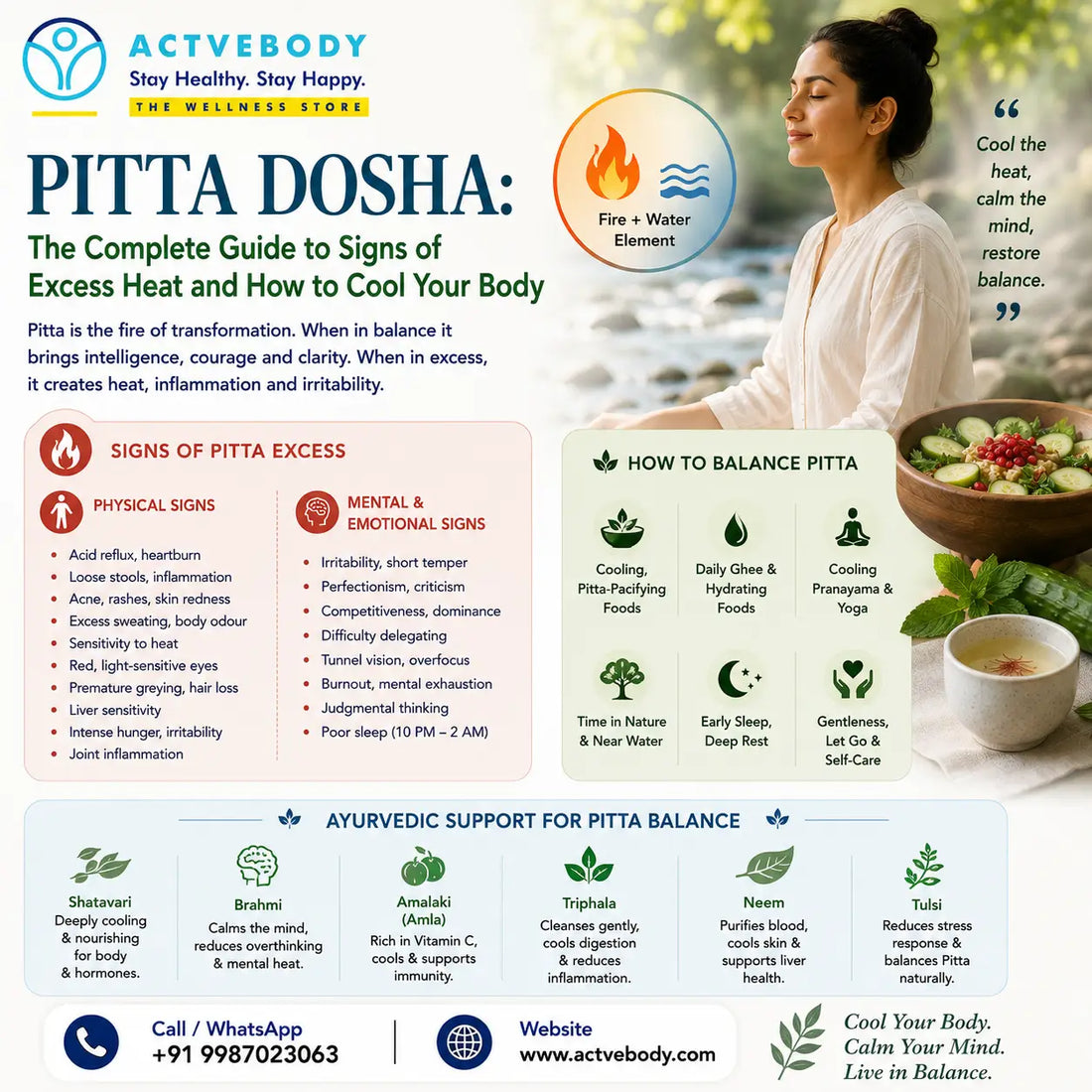 Pitta Dosha: The Complete Guide to Signs of Excess Heat and How to Cool Your Body