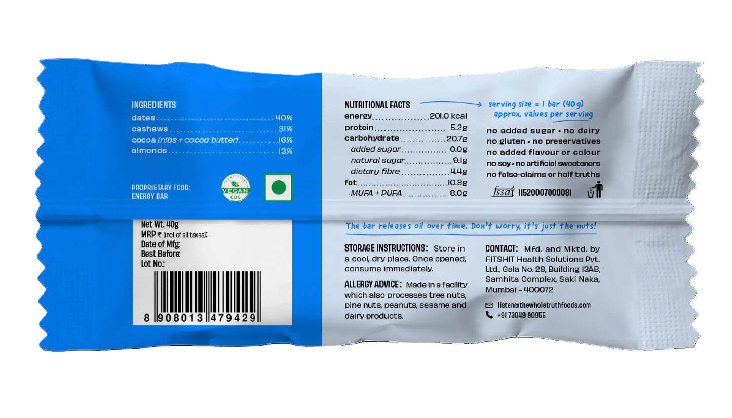Almond Choco Fudge Bar | Pack of 1 | The Whole Truth
