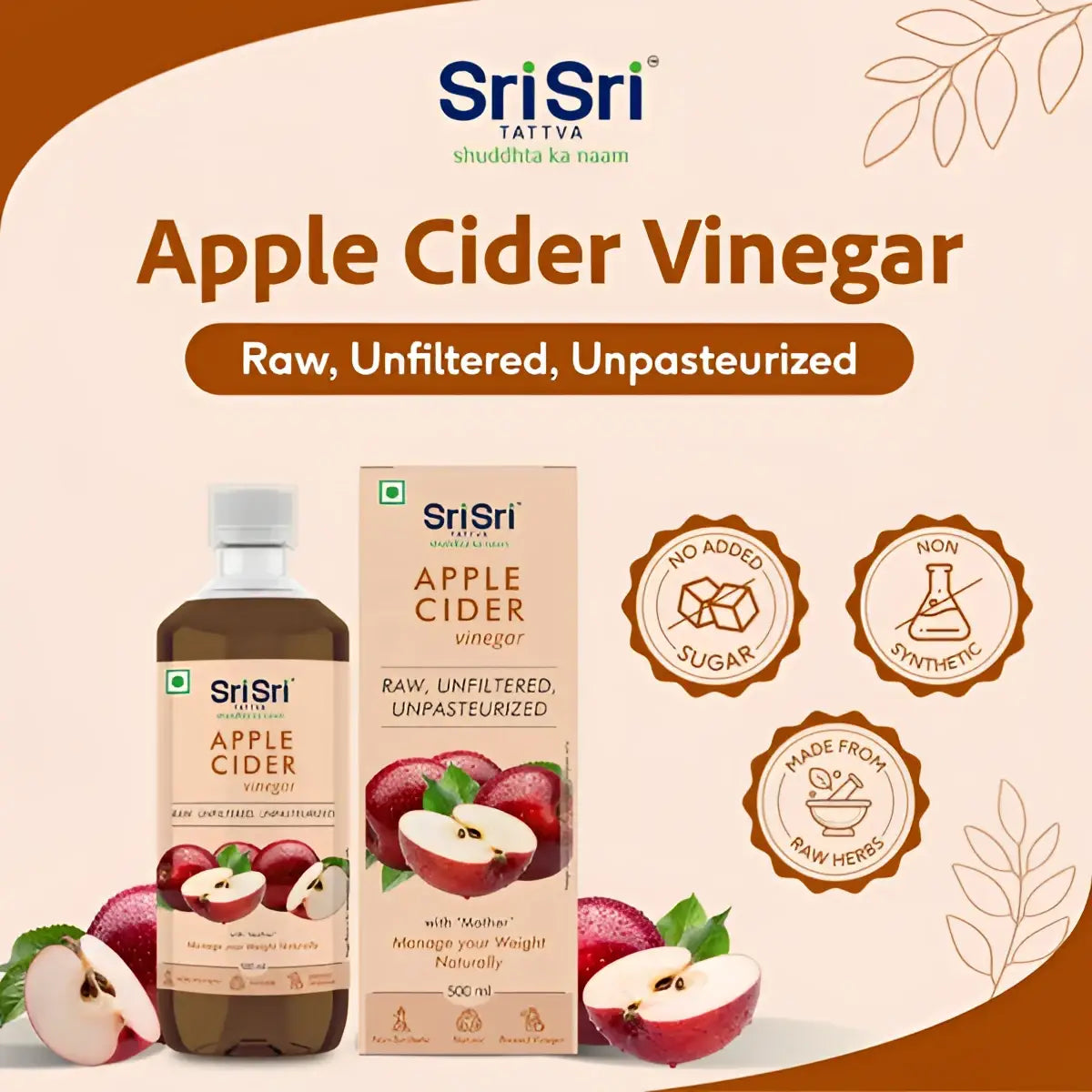 Apple Cider Vinegar - Raw Unfiltered Unpasteurized 500ml - Juice