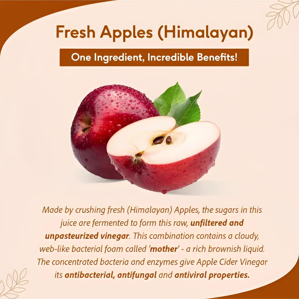 Apple Cider Vinegar - Raw Unfiltered Unpasteurized 500ml - Juice