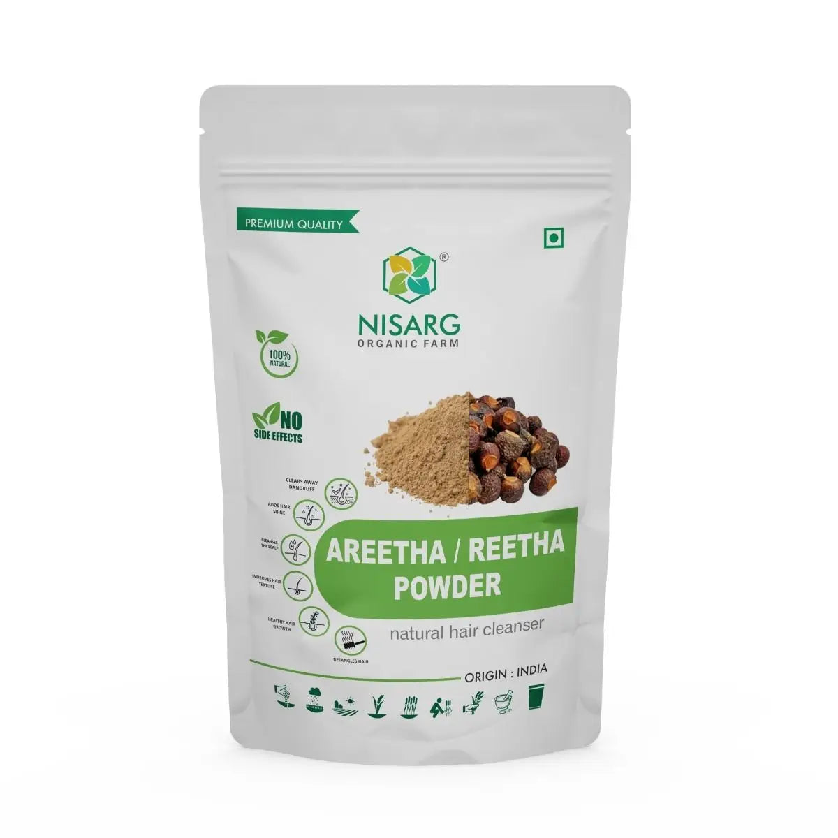 Aretha/ Reetha/ Soapnut Powder 100g | Nisarg Organic Farm