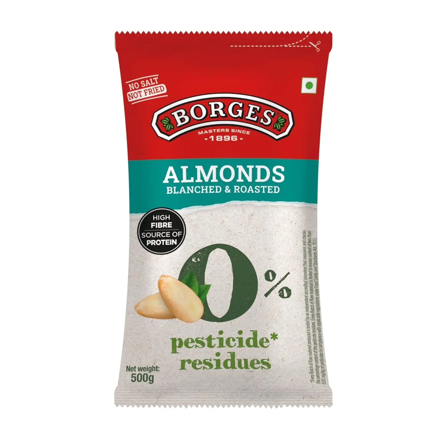 Borges ZPR almonds - 500g | Blanched & Roasted | Certified Zero Pesticide residue | Premium Spanish variety | Hygienically produced
