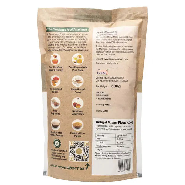 Chana Atta / Bengal Gram Flour 500g | Conscious Food - Breakfast