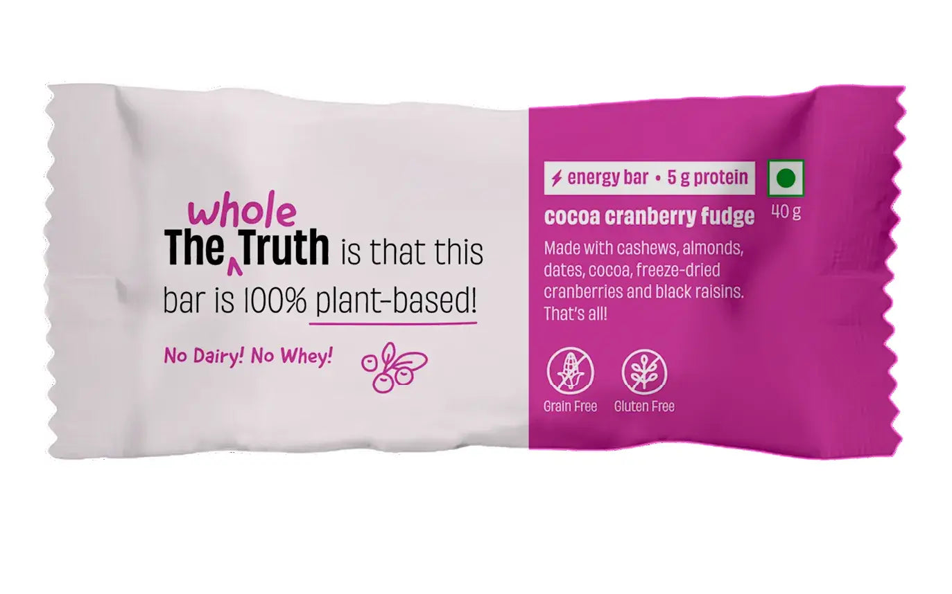 Cocoa Cranberry Fudge Bar | Pack of 1 | The Whole Truth