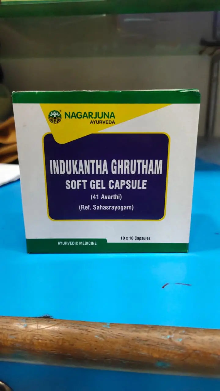 INDUKANTHA GHRUTHAM 10 SOFT GEL CAPSULE | Nagaruna - Ayurvedic Medicine