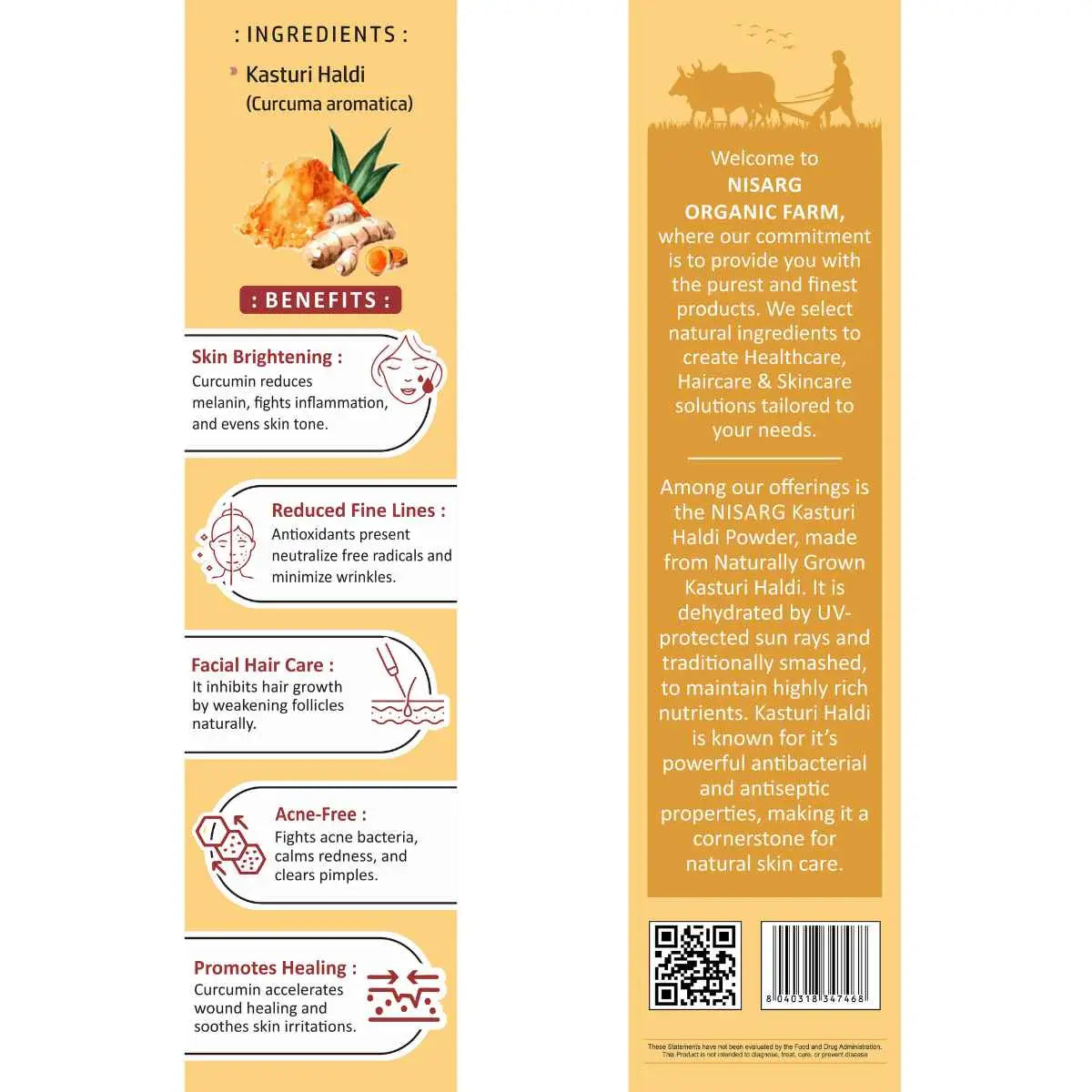 Kasturi Haldi Powder | Organic Turmeric Powder 100g | Nisarg Organic Farm