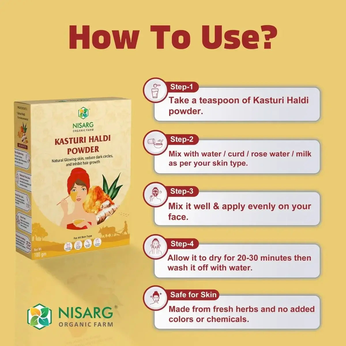 Kasturi Haldi Powder | Organic Turmeric Powder 100g | Nisarg Organic Farm