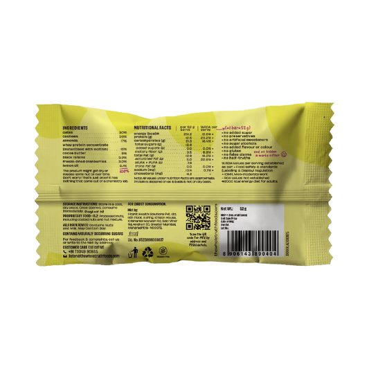 Lemon Cranberry Protein Bar | Pack of 1 | The Whole Truth