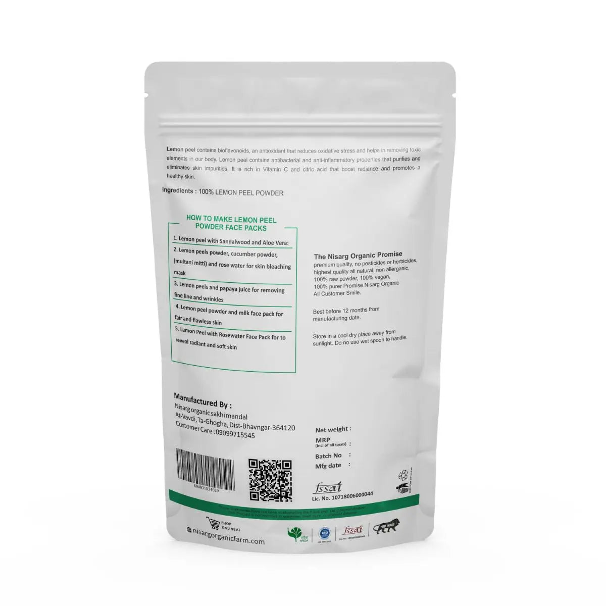 Lemon Peel Powder 100g | Nisarg Organic Farm