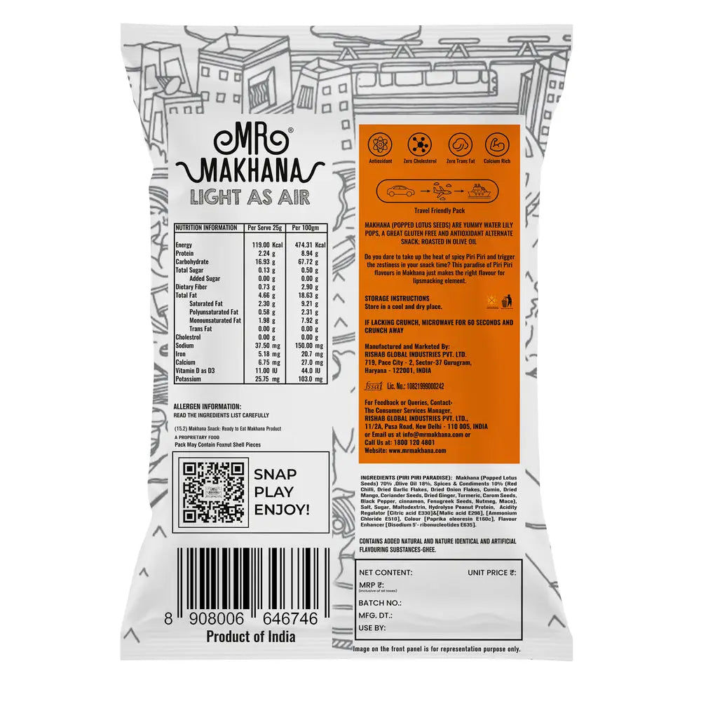 Makhana Piri Piri Paradise 65g | Mr Makhana - snacks