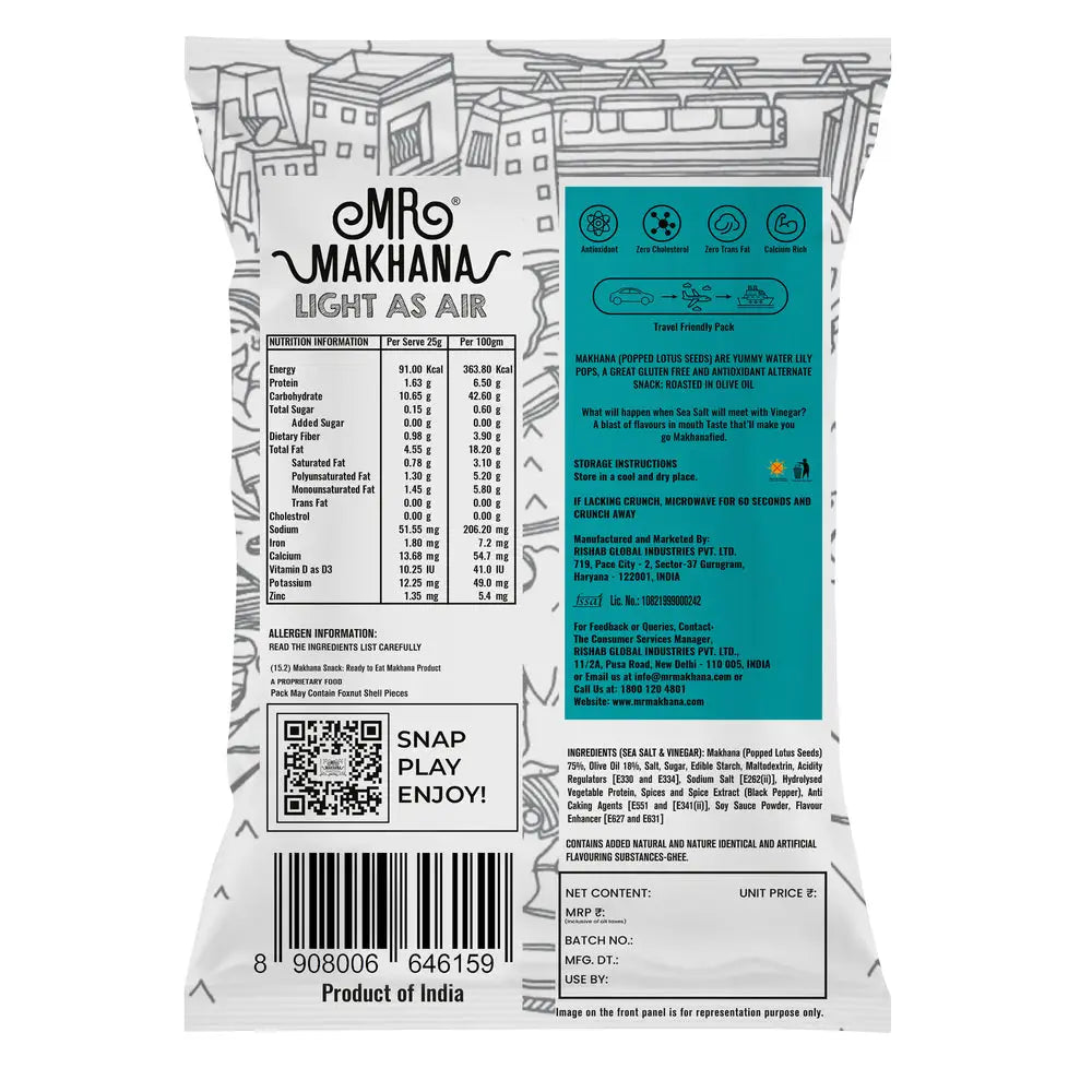 Makhana Sea Salt & Vinegar 75g | Mr Makhana - snacks