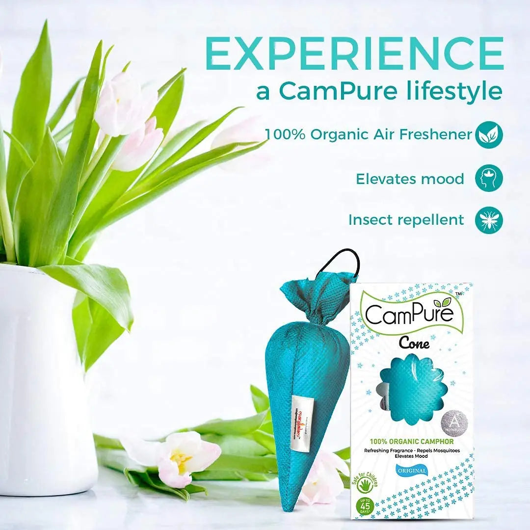Mangalam CamPure Camphor Cone (1 Original & 1 Sandalwood) Pack Of 2 - Room Car and Air Freshener & Mosquito Repellent