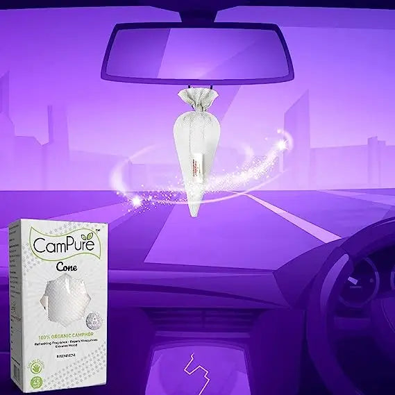 Mangalam CamPure Camphor Cone (Bhimseni) Pack Of 2 - Room Car and Air Freshener & Mosquito Repellent - Home Care