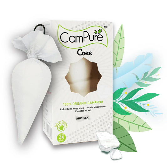 Mangalam CamPure Camphor Cone (Bhimseni) Pack Of 2 - Room Car and Air Freshener & Mosquito Repellent - Home Care