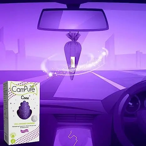 Mangalam CamPure Camphor Cone (Lavender) Pack Of 2 - Room Car and Air Freshener & Mosquito Repellent - Home Care