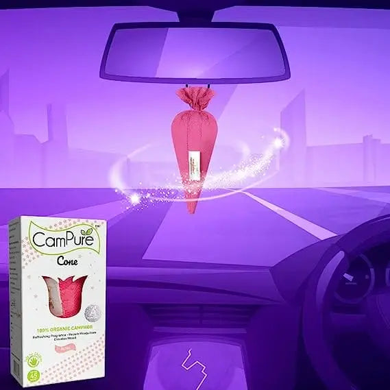 Mangalam CamPure Camphor Cone (Rose) Pack Of 2 - Room Car and Air Freshener & Mosquito Repellent - Home Care