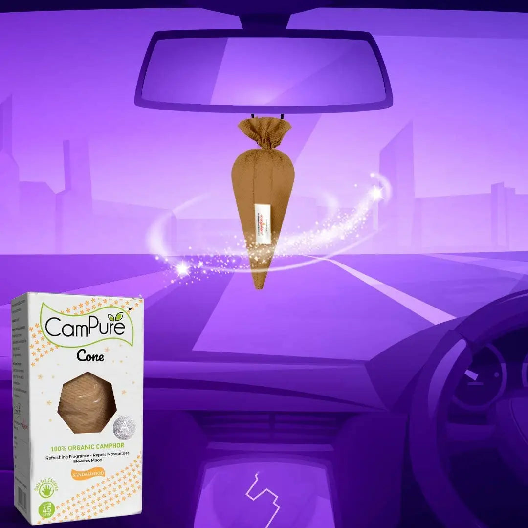 Mangalam CamPure Camphor Cone (Sandalwood) Pack Of 2 - Room Car and Air Freshener & Mosquito Repellent - Home Care
