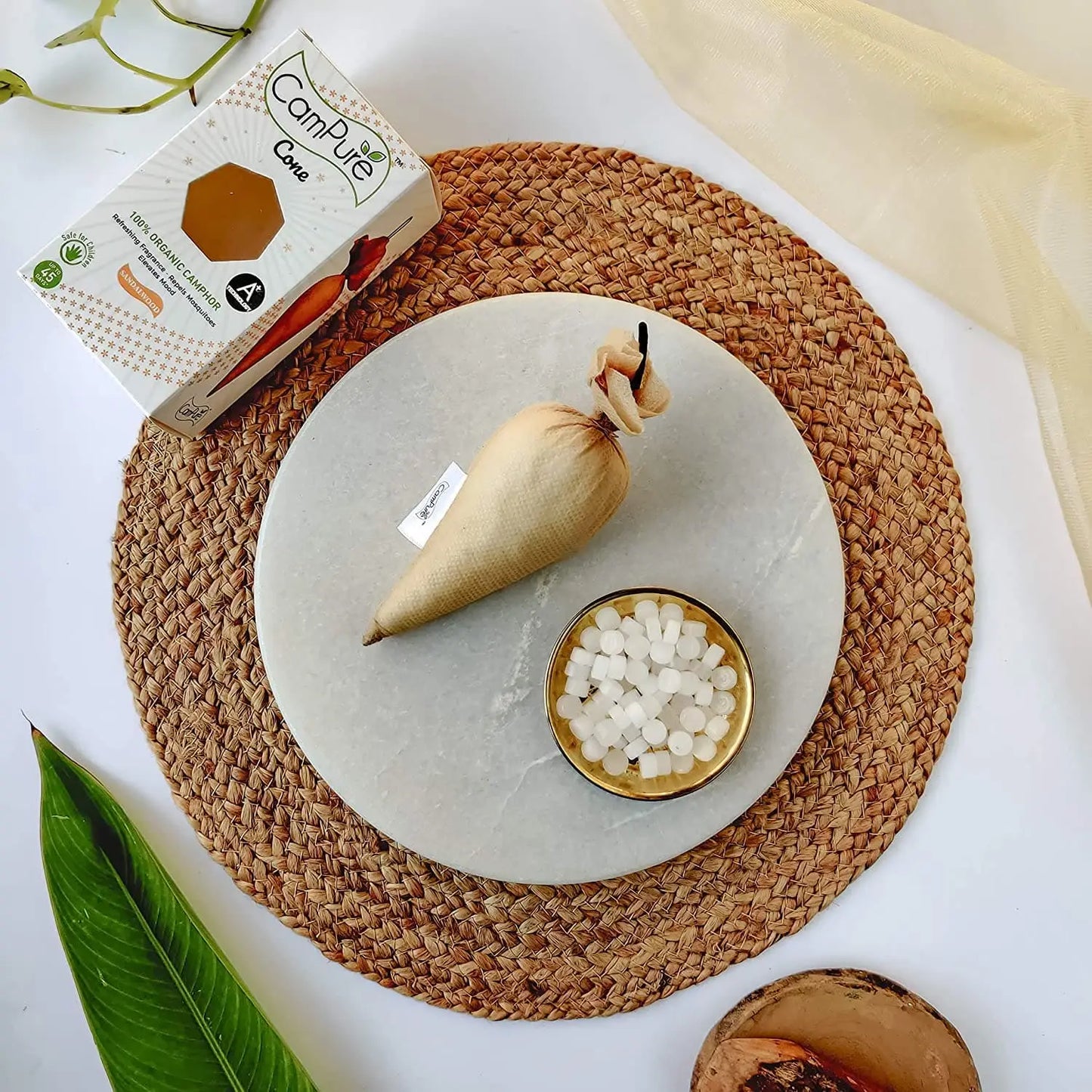 Mangalam CamPure Camphor Cone (Sandalwood) Pack Of 2 - Room Car and Air Freshener & Mosquito Repellent - Home Care