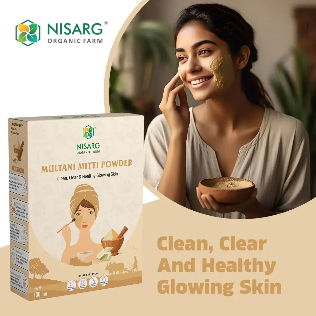 Multani Mitti Powder | 100% Pure 100g | Nisarg Organic Farm