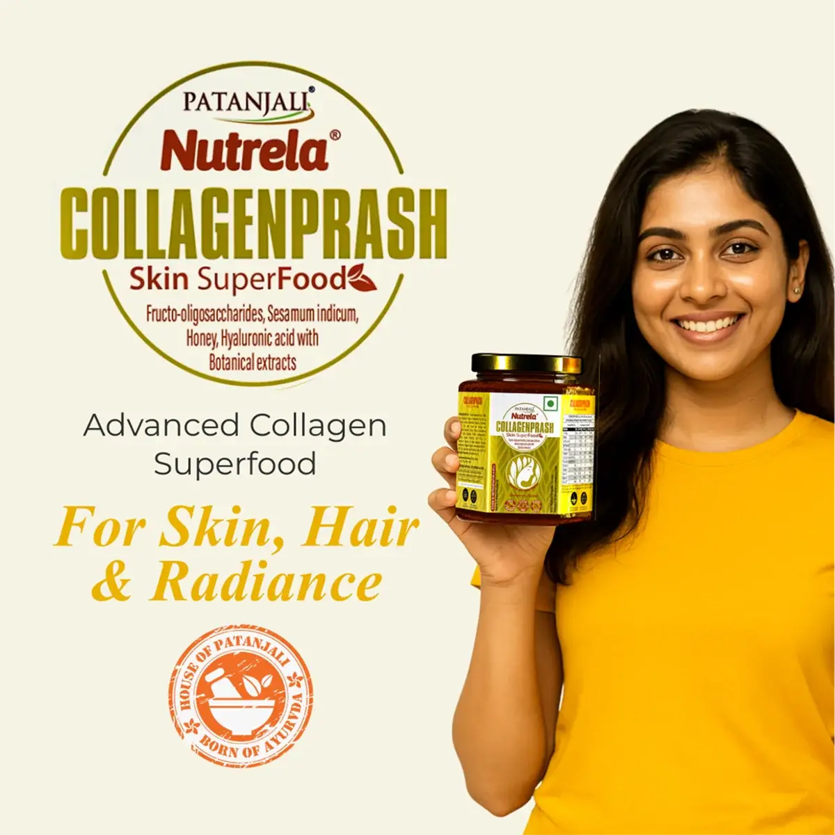Nutrela Collagenprash Skin Super Food Strawberry 400g | Patanjali Nutrela