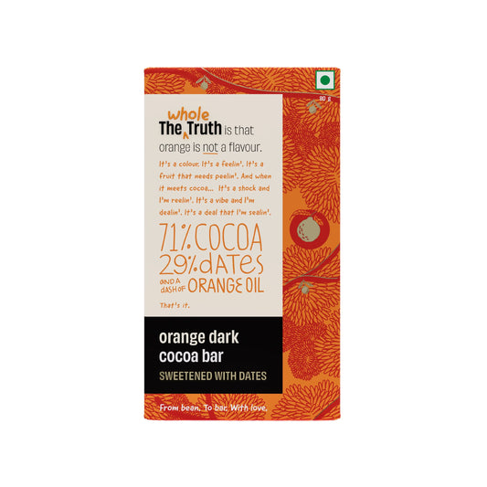 Orange Dark Chocolate Sweetened with Dates - Pack of 1 | The Whole Truth