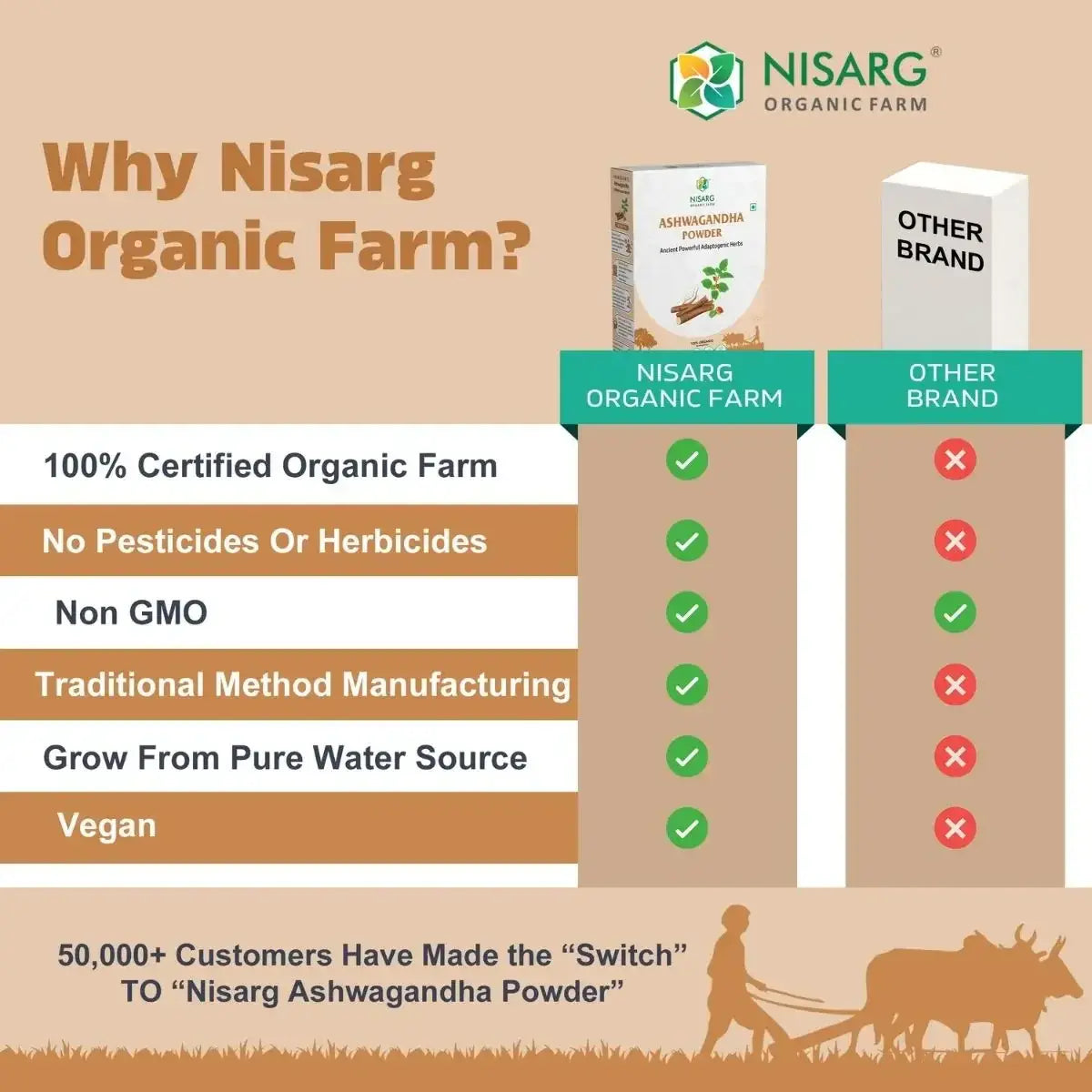 Organic Ashwagandha Powder (Churna) 100g | Nisarg Organic Farm