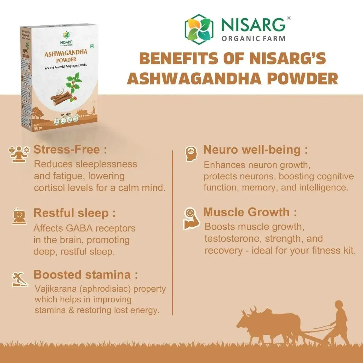 Organic Ashwagandha Powder (Churna) 100g | Nisarg Organic Farm