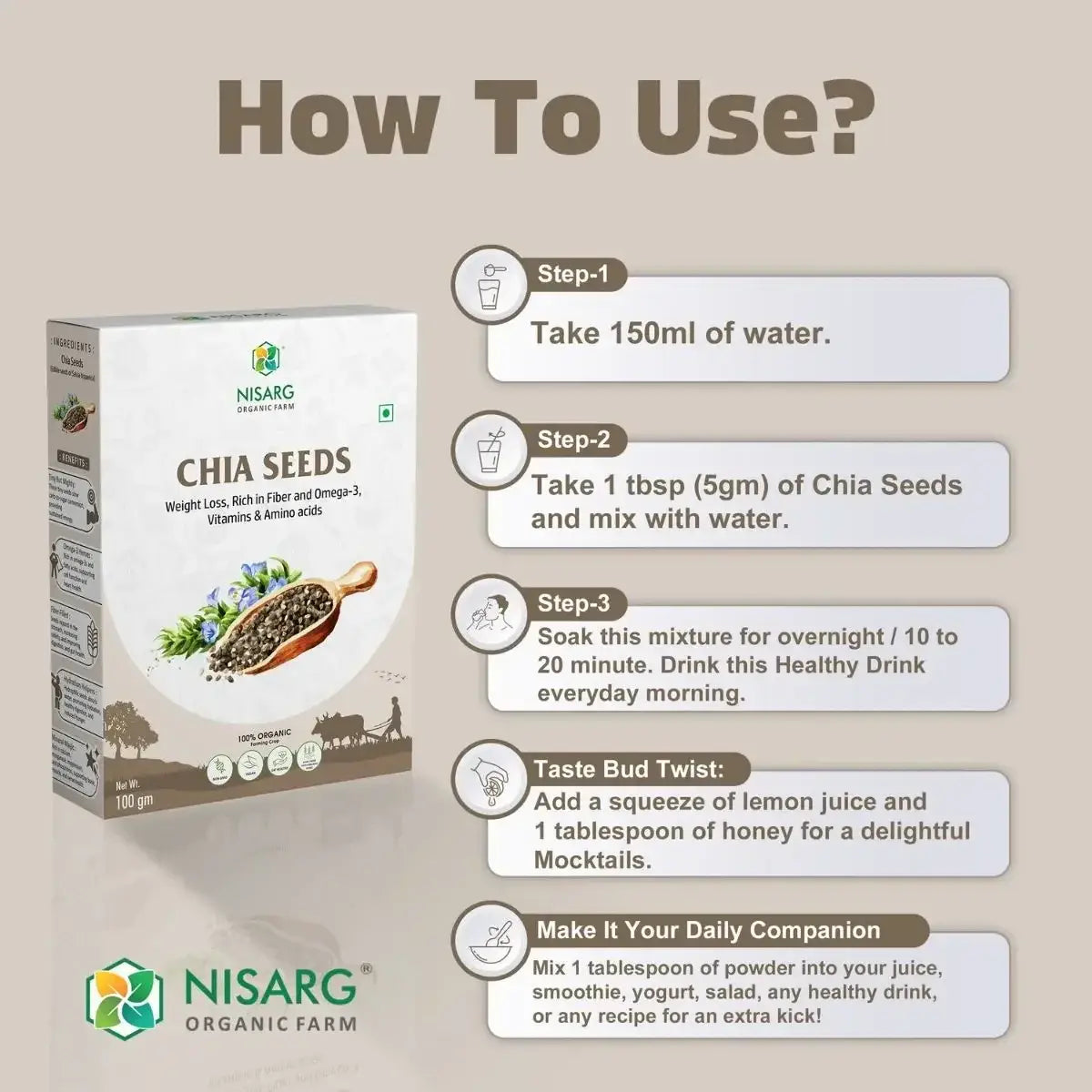 Organic Chia Seeds 100g | Nisarg Organic Farm