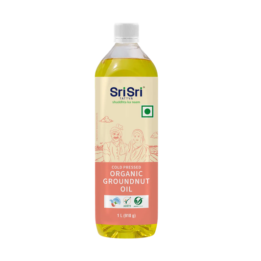 Organic Groundnut Oil Bottle - Cold Pressed | Unrefined | 1L | Sri Sri Tattva - Oils