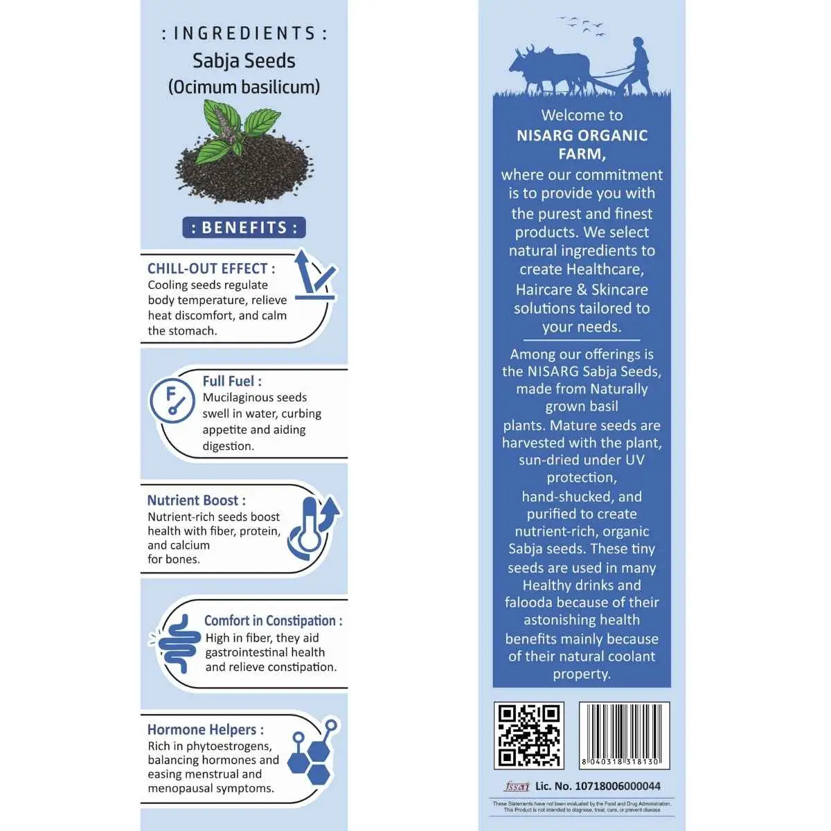 Organic Sabja seeds/Basil seeds 100g | Nisarg Organic Farm