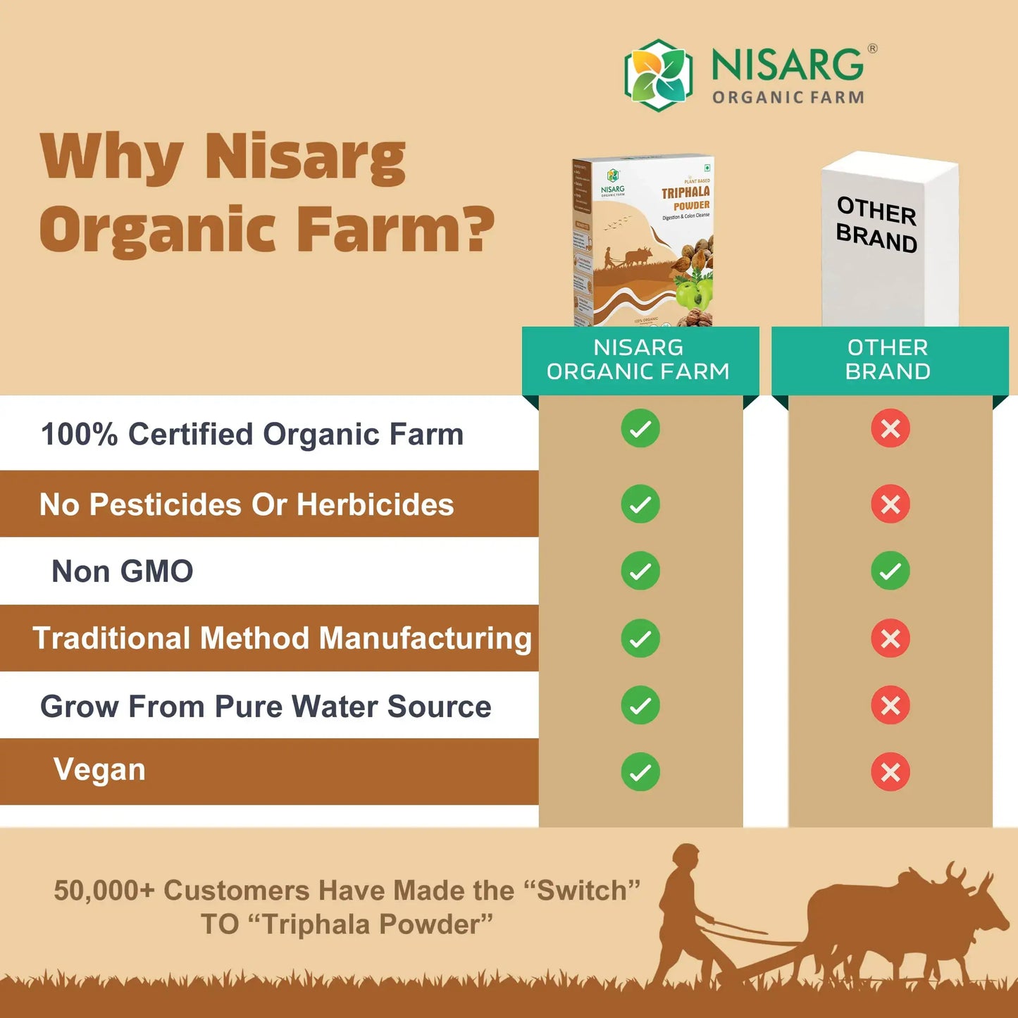 Organic Triphala Powder – For Digestion | Glowing Skin | Weight Loss 100g | Nisarg Organic Farm