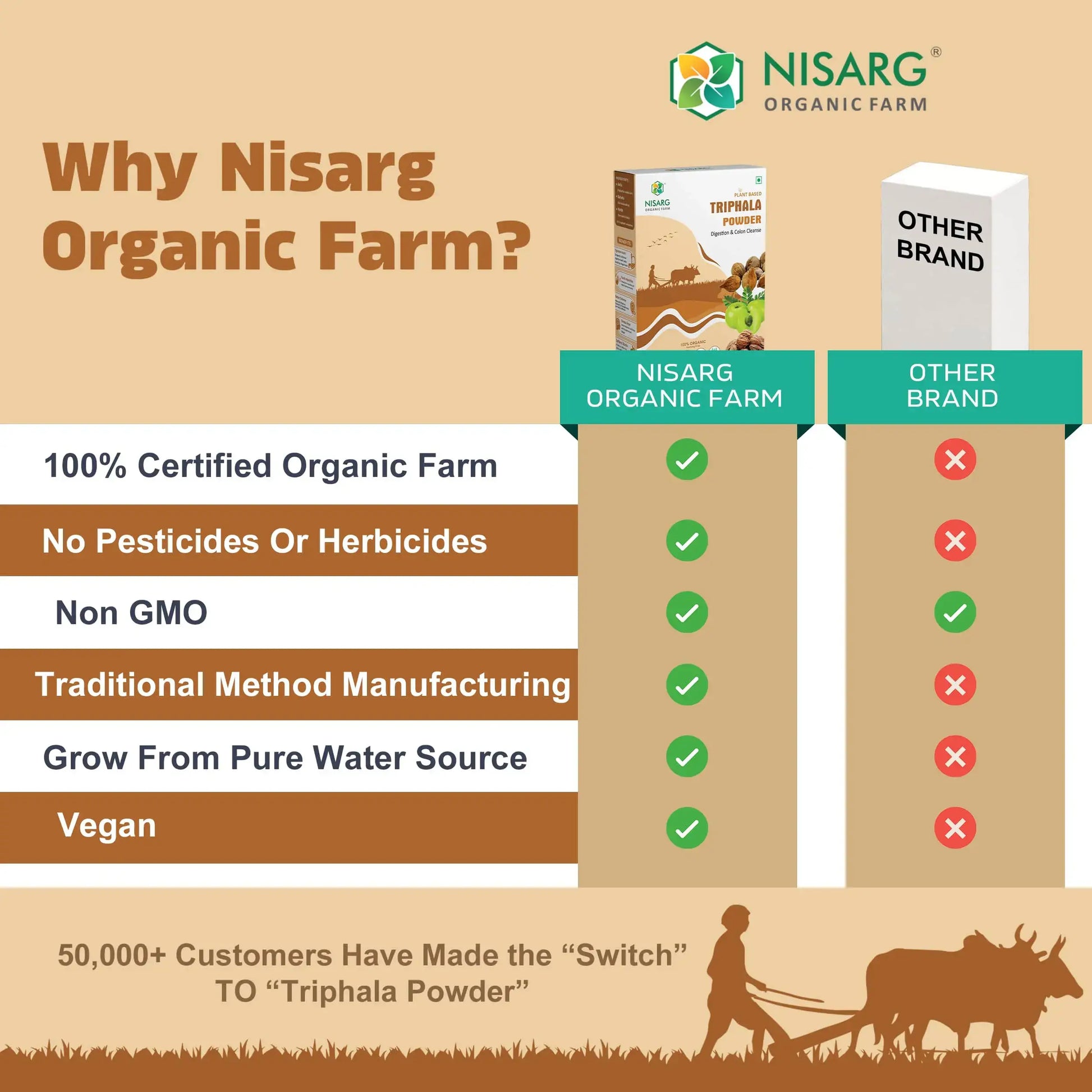 Organic Triphala Powder – For Digestion | Glowing Skin | Weight Loss 100g | Nisarg Organic Farm