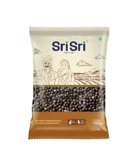 Sri Sri Tattva Black Pepper Whole (Kali Mirch) 100gm - Grocery