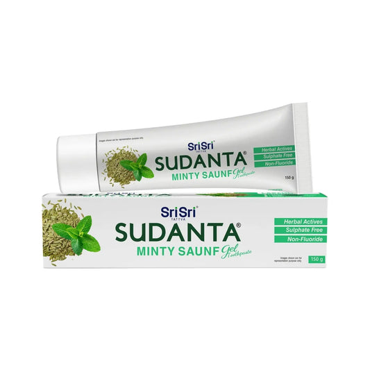Sudanta Minty Saunf Gel Toothpaste - Non - Fluoride - 100% Vegetarian 150g | Sri Sri Tattva - Tooth Care