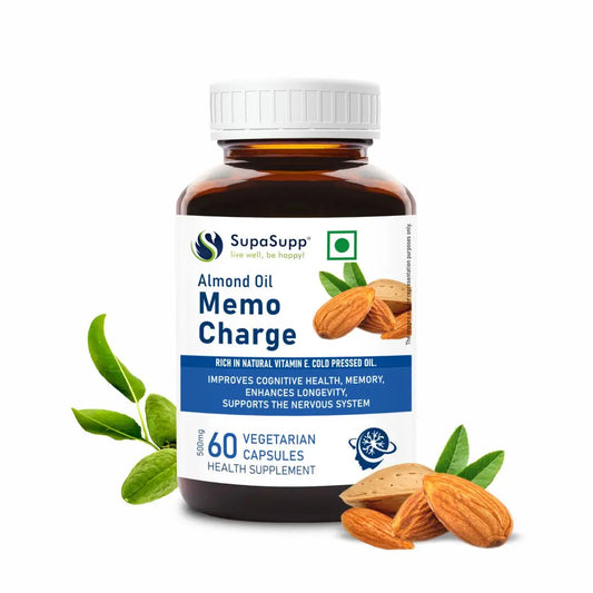 SupaSupp Almond Oil Memo Charge | 60 Cap | Sri Sri Tattva - Vitamins & Supplements